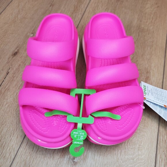 Crocs Mega Crush Triple Strap Platform Sandals Pink White Womens Size 8 New - Picture 4 of 9